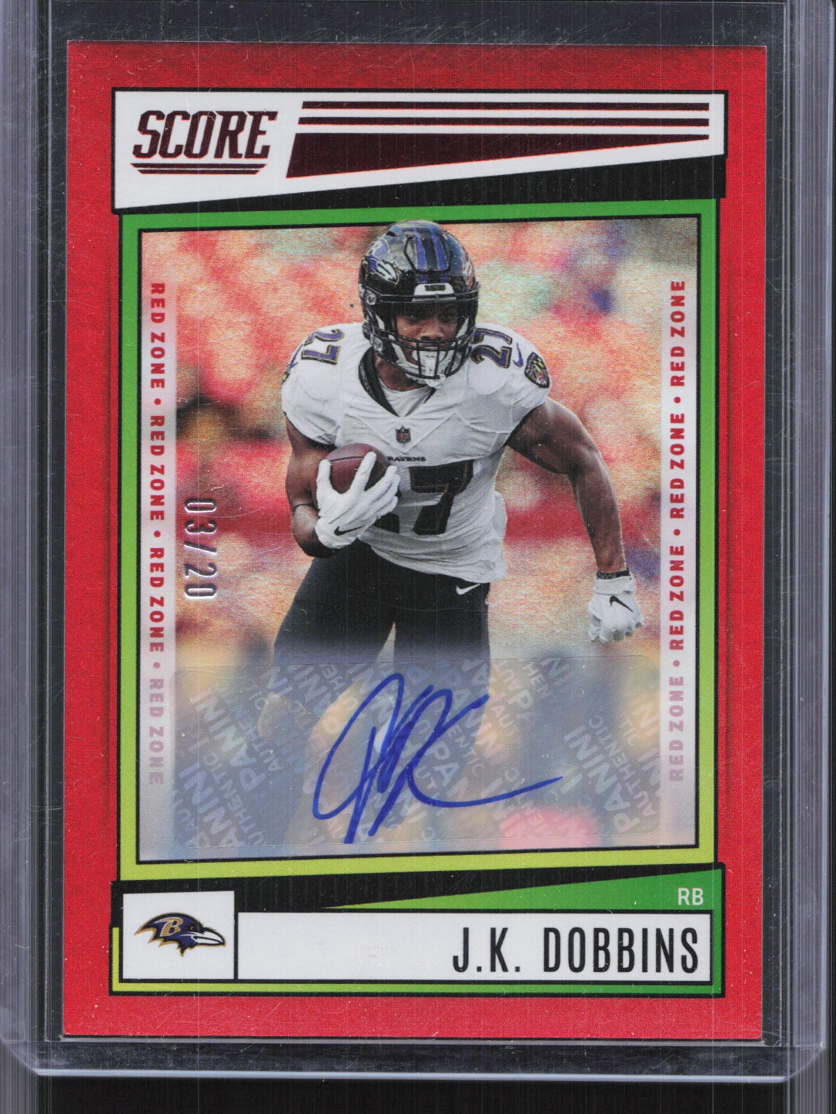 2022 Score #185 J.K. Dobbins Signatures Red Zone #/20