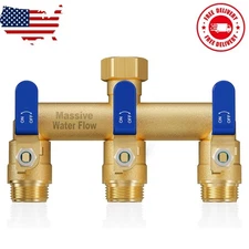 3 Way Hose Splitter, Heavy Duty Full Flow Garden Water Hose Bib Spigot Splitter