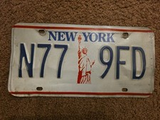 Vintage 80s 90s New York License Plate Statue of Liberty N77 9FD Auto Tag