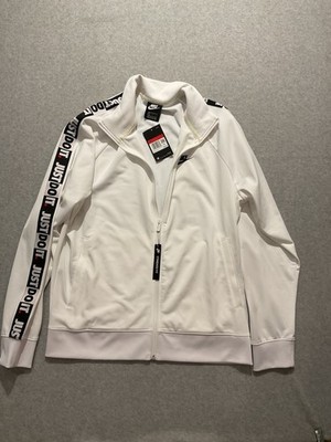 NWT Nike White Track Zip Jacket Just Do It Ribbon Stripe L