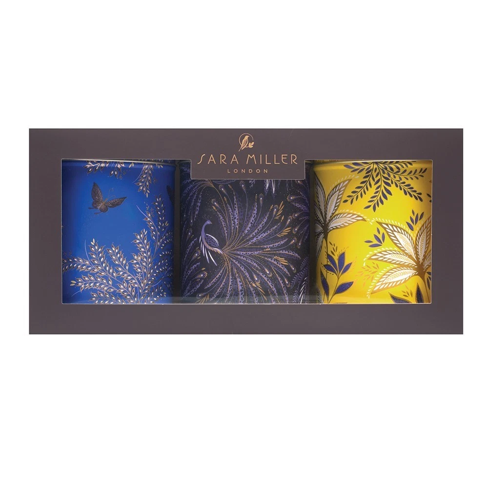 Sara Miller Anniversary Set 3 Round Tin Tea Caddies 106 (d) x 150 mm