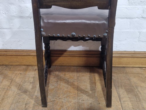 Antique style set of 6 carved oak kitchen / dining chairs - Picture 19 of 20