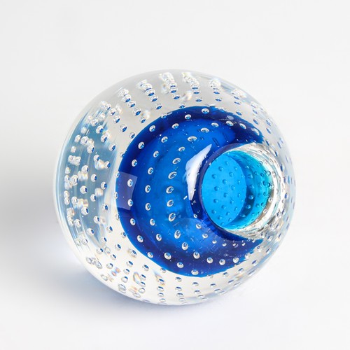 Murano Glas Kerzenhalter Sommerso 1950-60 Blau Luftblasen dekorativ Italien - Picture 2 of 3