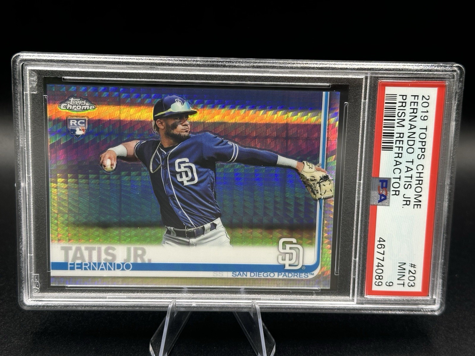 2019 Topps Chrome Prism Refractor #203 FERNANDO TATIS JR Card RC PSA 9 MINT