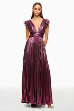 Ruffle Sleeve Metallic Gown Ieena for MC DUGGAL Size 10 MSRP $498.00