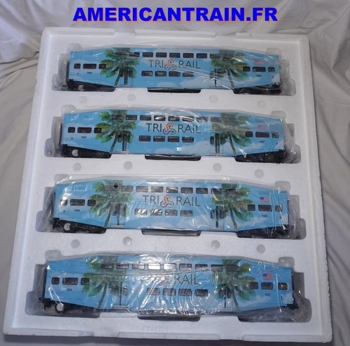Florida Tri-Rail 4-Car Bombardier Passenger Set 3 Rails O Scale MTH