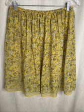Max Studio Skirt Womens Large Yellow Floral Pull On Lined Casual/Cottagecore