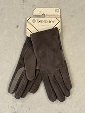 Isotoner Women s Water Repellent Touchscreen Microsuede Gloves, Size S/M, Brown