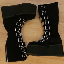 Demonia Dammed 318 Black Platform Knee High Boots