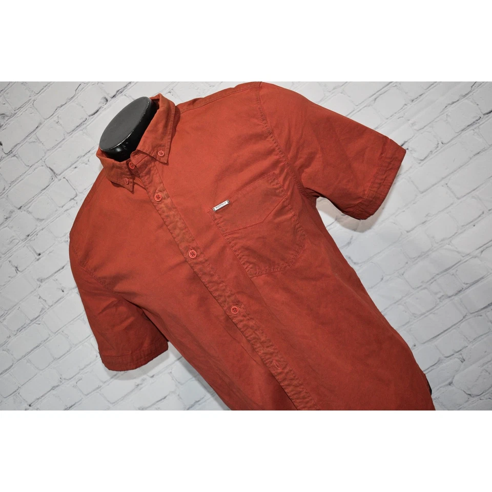 Camisa Buffalo David Bitton Para Hombre Talla Grande Aspecto Envejecido Quemado Naranja Rojo NUEVA Foto 3 de 4