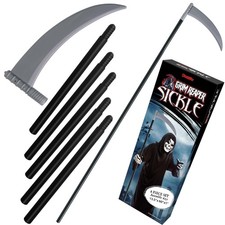 Kangaroo 60" Long Sickle Scythe Prop, Grim Reaper One Size, Black and Grey