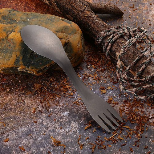 ˜Outdoor Portable Titanium Alloy 2 In 1 Spoon Fork Combo For Picnic Camping MU - Picture 6 of 13