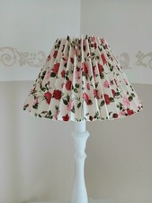 Lampenschirm Creme Plissee Rosen E27 Landhaus Ø25cm rund Schirm für Tischlampe