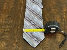 Murano Mens Silk Tie Blue Gray Paisley Stripe Made In USA Dress Necktie 3.5 W