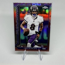 2025 Topps Chome - Lamar Jackson Football Leather Refractor SP - #24