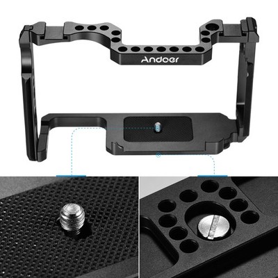 Andoer Camera Cage Aluminum Alloy With 1/4 Inch & 3/8 Inch Screw Holes Dual Cold