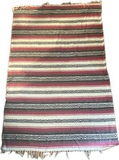 Mexican Rug Yoga Blanket Bedspread 50"x 73 Hand Woven VTG GUC