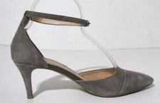 Sole Society Light Gray Kid Suede Pointed-Toe Ankle-Strap Pumps Sz. 8.5