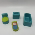 Vintage Fisher Price little people Blue bathroom set: toilet, tub, sink, Scale