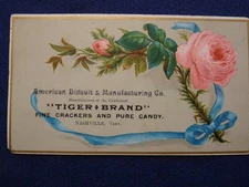 NASHVILLE TN. " TIGER BRAND " CRACKERS & CANDY ADVERTISING CARD 31/2 X 6