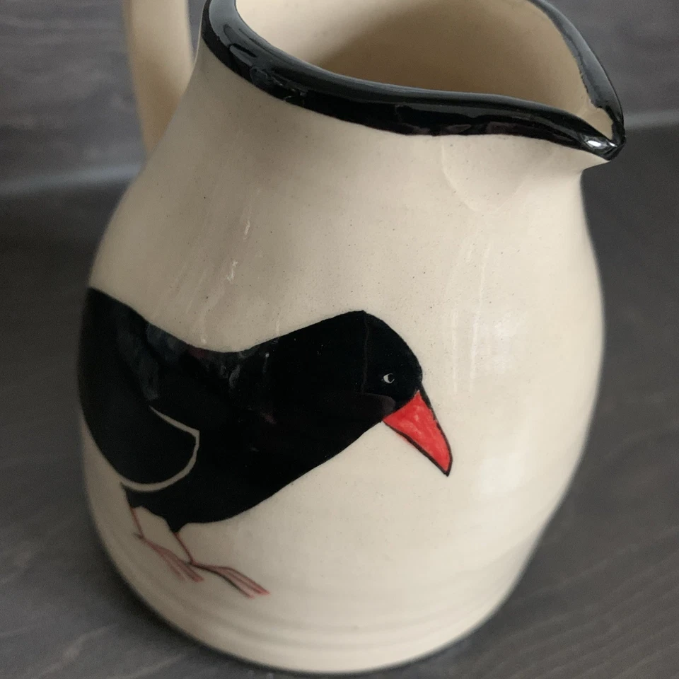 Vintage Rare Cornish Chough Studio Pottery Jug VGC - Image 3 of 4