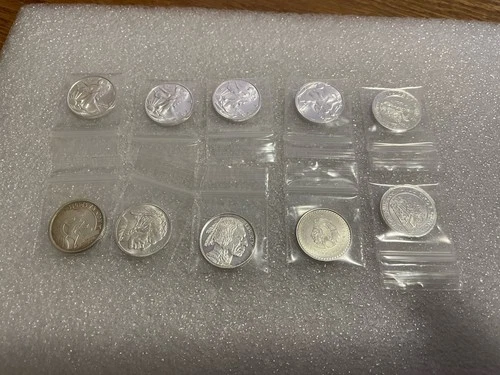 1/10th Oz .999 Fine Silver Rounds- Lot Of 10 (1 Troy Oz Total)