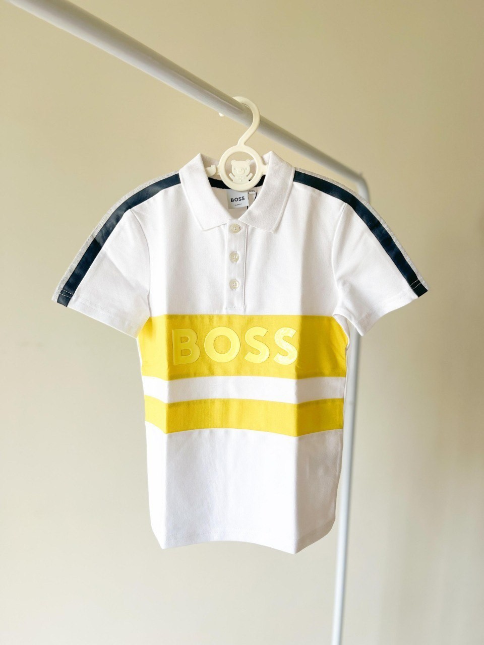 New Hugo Boss Kids Yellow Stripe Polo Shirt Size 8A - Stylish & Comfy image 4