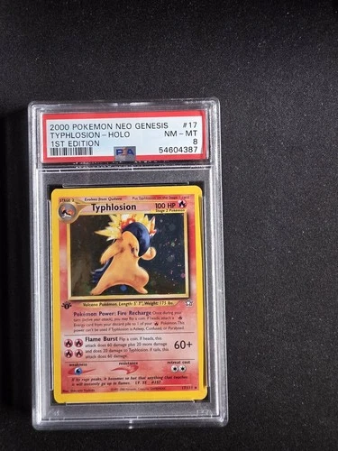 2000 POKEMON NEO GENESIS 1ST EDITION #17 TYPHLOSION-HOLO PSA 8
