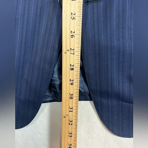 Ravazzolo 44R Hand Tailored Made in Italy Super 140’s Wool Navy Pinstripe Suit - Picture 8 of 12
