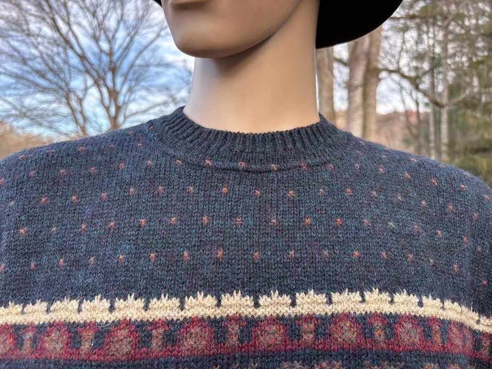 Vintage Pendleton "Lobo" Fair Isle Wool Knit Crewneck Men's Size L Made in USA - Image 3 of 4