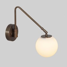 Single Glass Globe Shade Light Brass Sputnik Wall Sconce - Articulating Bedside