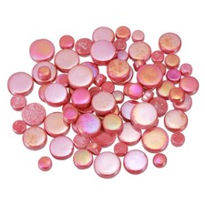 200g Multi-Size Iridescent Round Mosaic Tiles for Crafts Red 