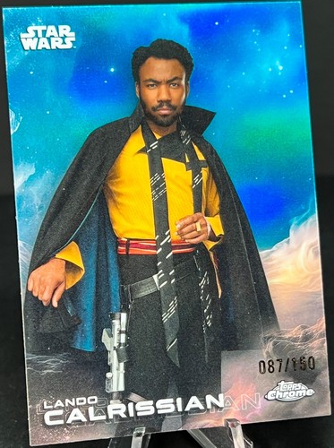 2025 Chrome Star Wars 🔥 LANDO CALRISSIAN Skywalker Blue Refractor 087 /150 - Picture 3 of 4