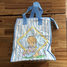Vintage Y2K Precious Moments Blue White Striped Diaper Bag Baby Boy Girl
