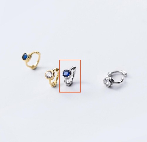 Orecchini Piccoli Huggie Cerchio Minimalisti Rotondi Zirconia Argento Sterling 925 A1472 - Foto 3 di 7