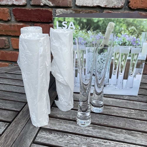 Set flauto champagne Pottery Barn LSA Moya 5 bicchieri vetro soffiato trasparente nuovo con scatola - Foto 2 di 5
