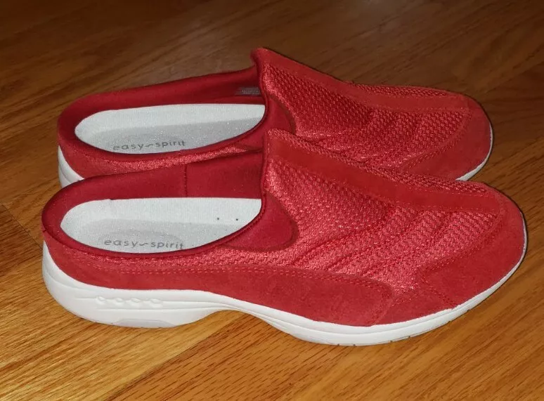 Easy Spirit Traveltime red suede leather mules Womans Size 9M eBay