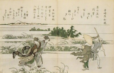 Katsushika Hokusai Gale to Asajigahara 1830-1832 17''x 22'' Archival Art Print