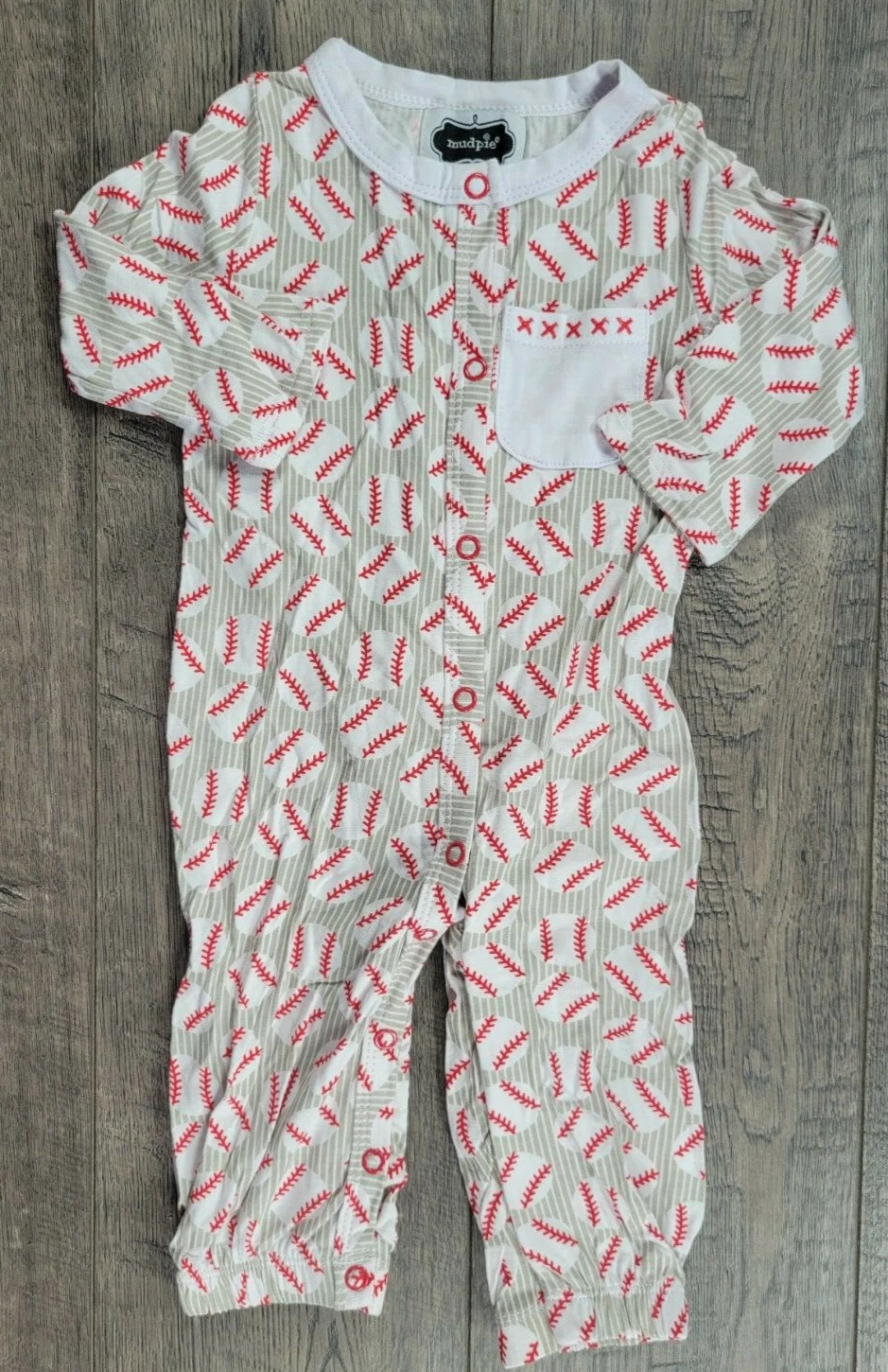 Baby Girl Boy Clothes Nwot Mud Pie 0-3 Month Red Baseball Gown/Outfit