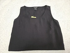 NEW: Citron Santa Monica Silk Black Specially Dyed Sleeveless Boxy Top SZ XL 