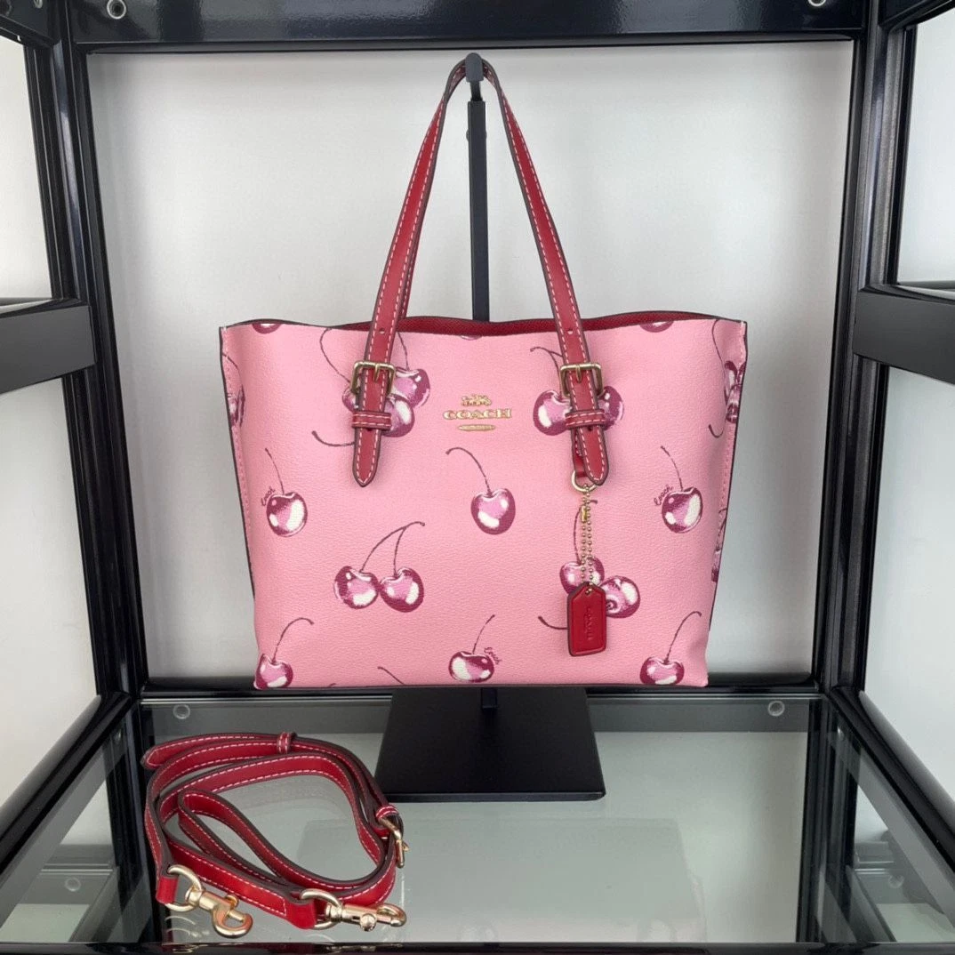 Coach Mollie Tote 25 con stampa rosa ciliegia CR293 borsa donna outlet