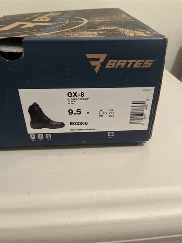 BATES MEN'S GX-8 Size 9.5 M GORE-TEX with Side Zip Black Tactical Boots E02268