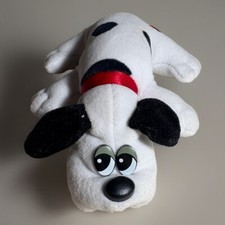 Vintage Tonka Pound Puppies Plush 7 WHITE/BLACK SPOTS Red Collar Original 1986