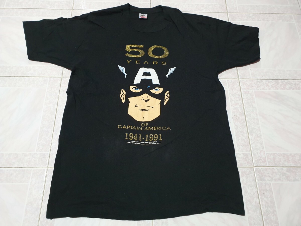 Rare Vintage Captain America Marvel Comics T Shirt 50 Years 1991