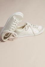 BADGLEY MISCHKA Jewel Shoes Crystal Embellished Satin Wedding Sneakers 10M