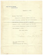 Calvin Coolidge - Typed Letter Signed - Appoints Head of American Red Cross