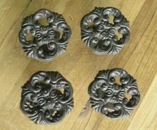 4 Cast Iron Drawer Cabinet Pull Knobs Large W/ Back Plate HANDLES LARGE Rustic 