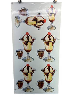 Vintage Mid Century Ice Cream Sundae Advertising Print Proof Diner 35 X 18 