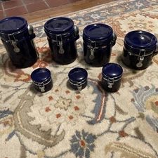 OGGI 8pc Canister Set Cobalt Blue With Spoons Clean Same Day Shipping
