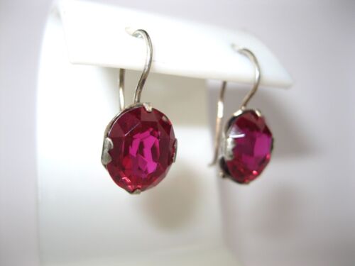 EARRINGS SILVER 875 Ruby corundum stones Soviet Union USSR Vintage Original - Picture 18 of 23